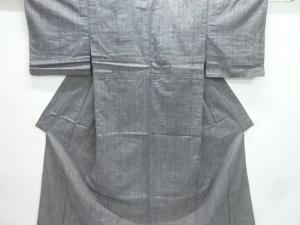 小格子模様織出し手織り紬着物